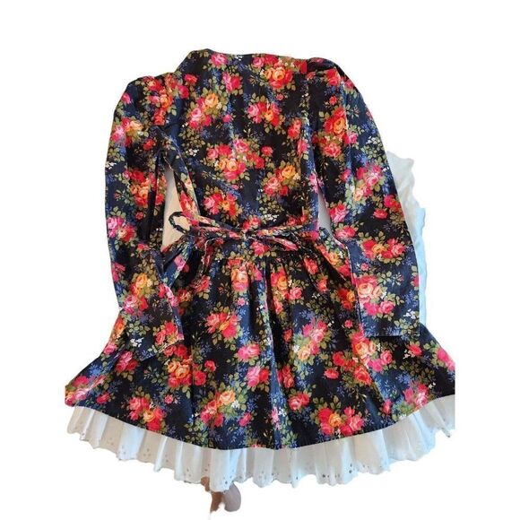 My Michelle Vintage Girl's Floral Country Dress Size 10 Modest Red Black - Picture 6 of 7